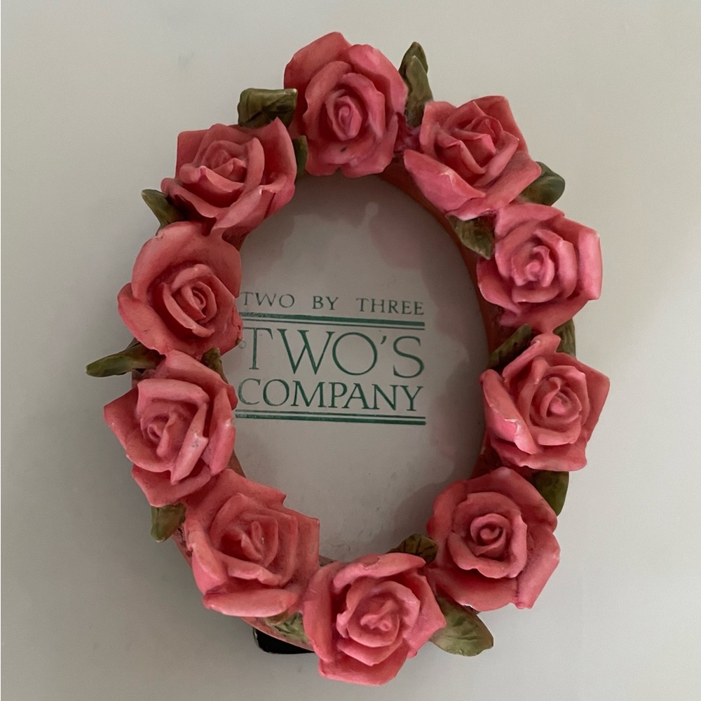 Two's Company Pink Rose Vintage Photo Frame